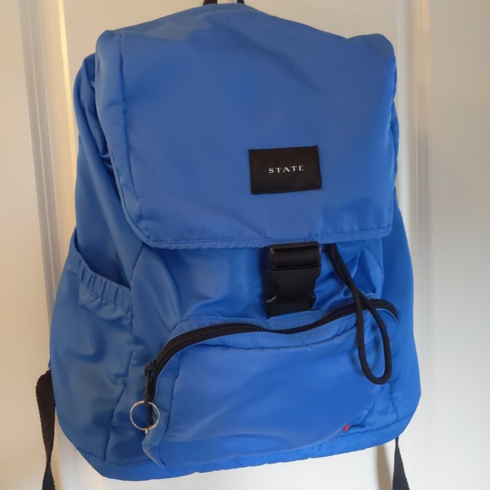 state bennett large nylon drawstring backpack blue